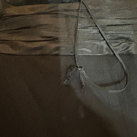 Ricky Freeman for Teri Jon One-Shoulder Black Silk Dress With Floral Accent 6 - Picture 13 of 13